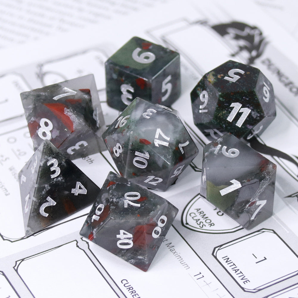 Gemstone Dice - 7ct Bloodstone