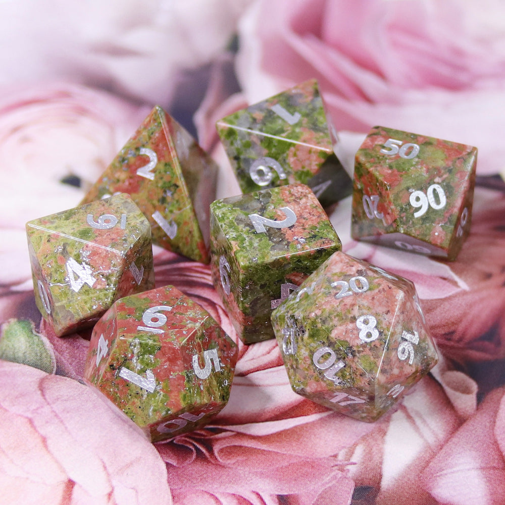 Gemstone Dice - 7ct Unakite Aligment