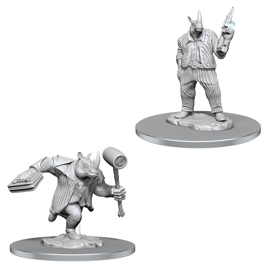 Magic The Gathering Unpainted Miniatures: Freelance Muscle And Rhox Pummeler