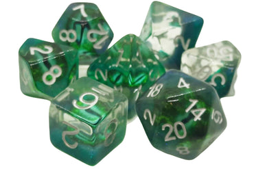 Old School 7 Piece DnD RPG Dice Set: Dragon Eye - Green