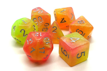 Old School 7 Piece DnD RPG Dice Set: Galaxy - Sunburst