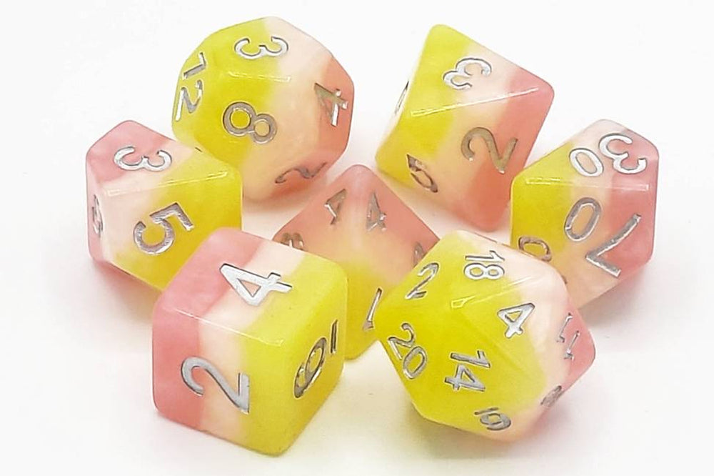 Old School 7 Piece DnD RPG Dice Set: Gradients - Lemonade Stand