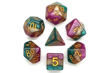 Old School 7 Piece DnD RPG Dice Set: Gradients - Queen's Court