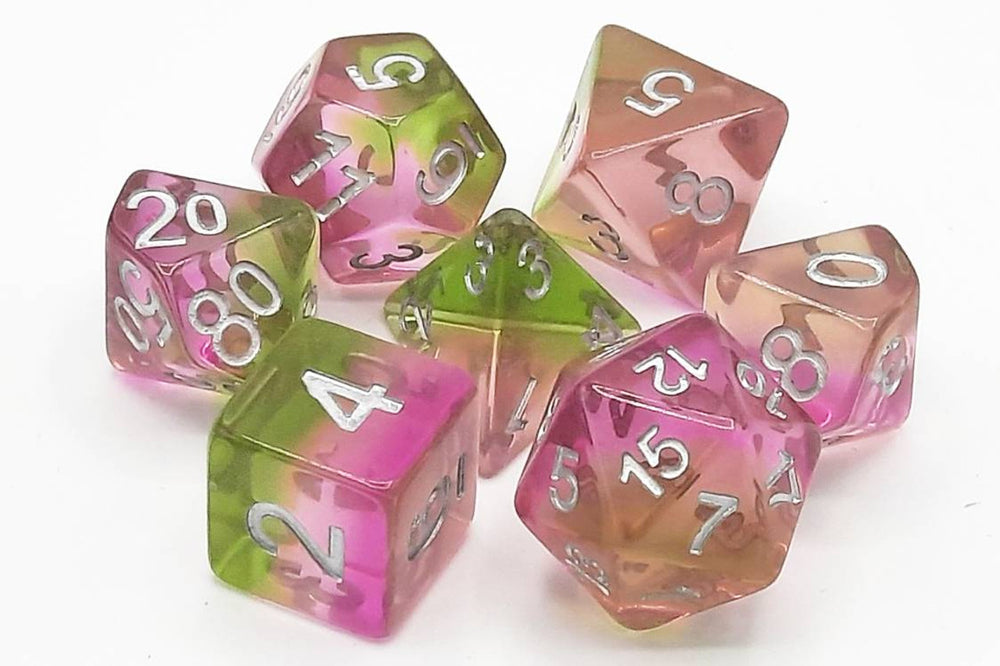 Old School 7 Piece DnD RPG Dice Set: Gradients - Springtime Bloom