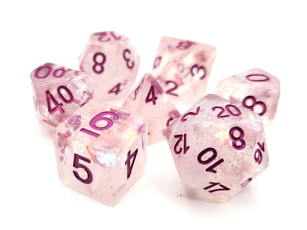 Old School 7 Piece DnD RPG Dice Set: Infused - Winter's Dream