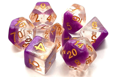 Old School 7 Piece DnD RPG Dice Set: Luminous - Snow Cone