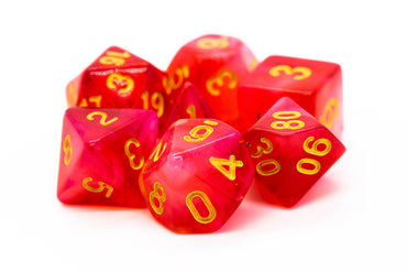 Old School 7 Piece DnD RPG Dice Set: Nebula - Red