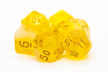 Old School 7 Piece DnD RPG Dice Set: Nebula - Yellow