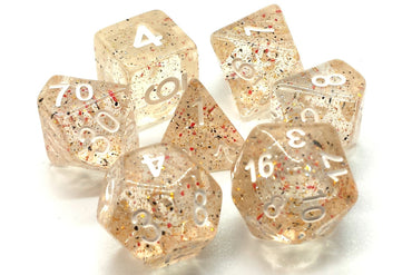 Old School 7 Piece DnD RPG Dice Set: Particles - Confetti