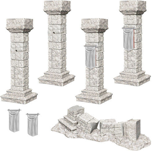 Wizkids Deep Cuts Unpainted Miniatures - Pillars and Banners