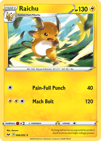 Raichu (066/202) [Sword & Shield: Base Set]