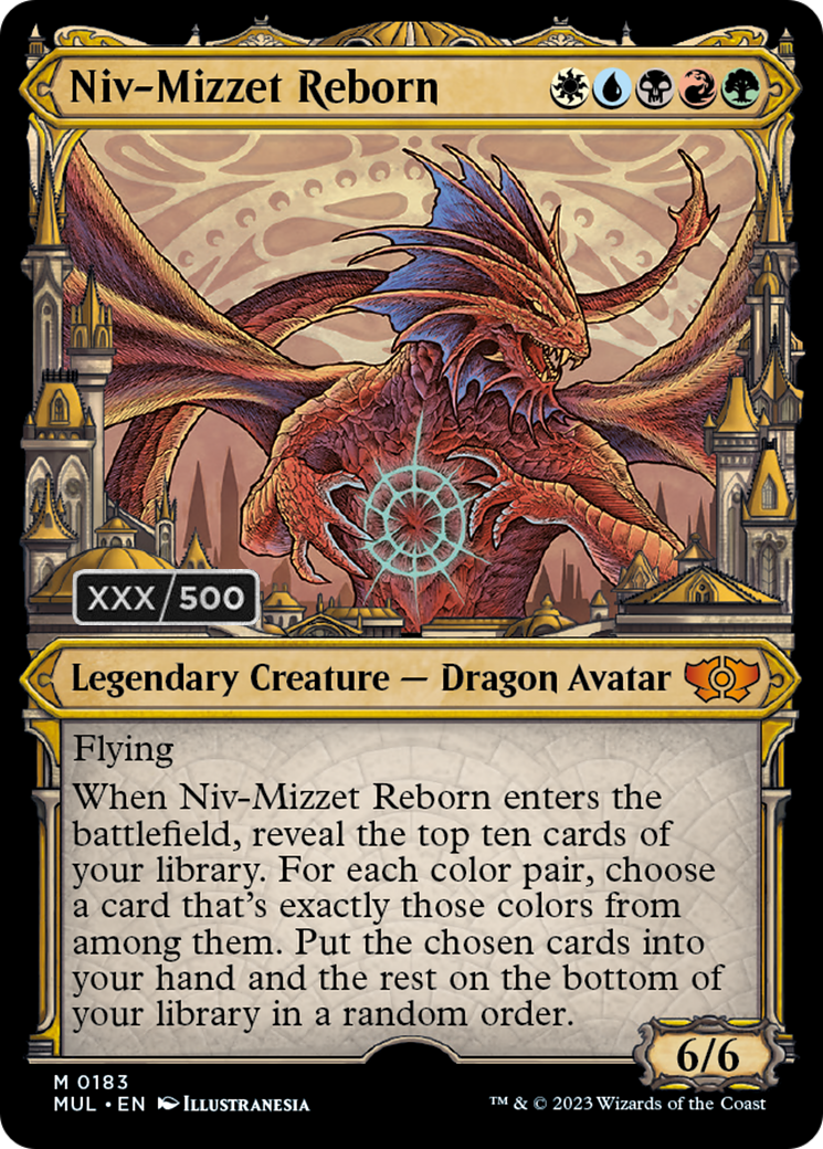niv mizzet card sleeves Niv-Mizzet, Visionary (FDN-411) (Borderless) (Mana Foil) SeaToSky TCG Flying Whenever you draw a card MTG Commander Deck EDH Deck